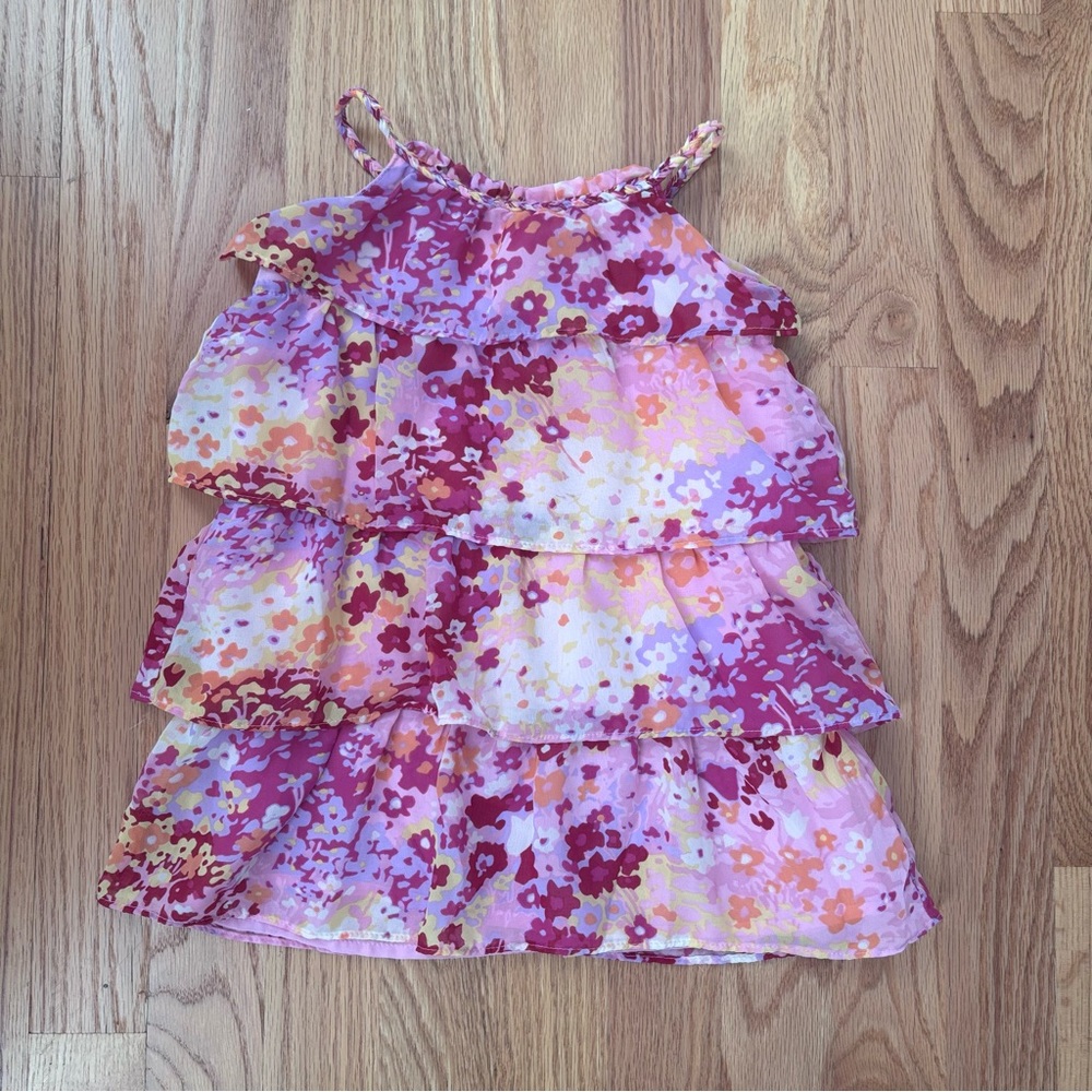 Baby Gap Toddler 2 Years Pink Floral Tiered Ruffle Dress